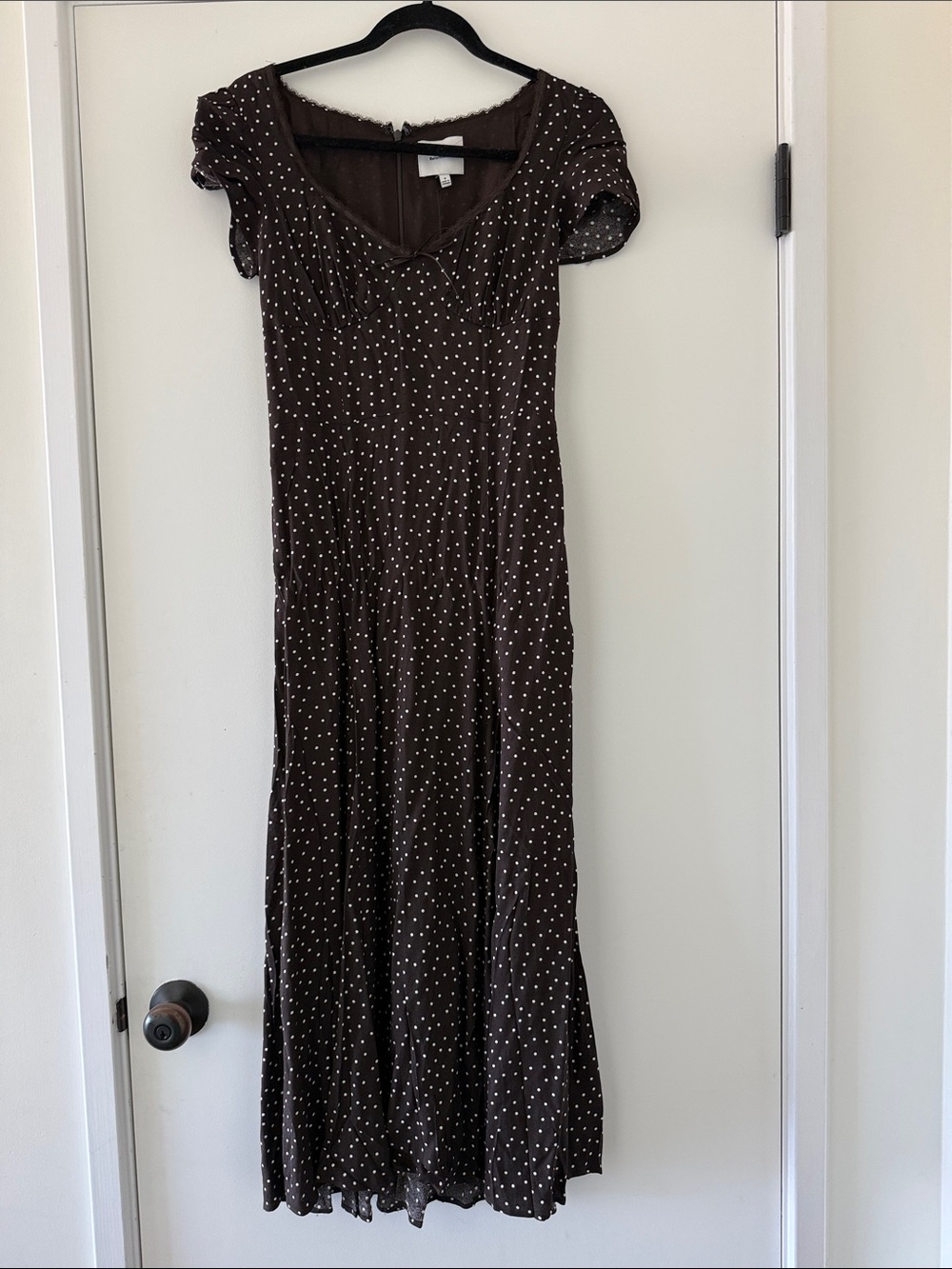 Reformation Brown Polka Dot Midi Dress
